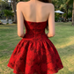 Elegant Sweetheart Strapless Red Jacquard A-Line Homecoming Dress DP8731