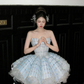 Gorgeous Shiny Light Blue Sequined A-Line Strapless Design Tiered Party Dress Homecoming Dress DP6245