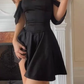 Black Off Shoulder A-Line Short Party Dress Homecoming Dress, DP3084