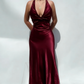 Glamorous Satin Halter-Neck Evening Gown Vintage Sheath Prom Dress DP2276