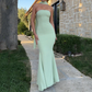 Sage Green Elegant Strapless Slim Mermaid Evening Party Dress, DP2667