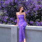 Purple Spaghetti Straps Sequins Mermaid Long Party Dress, DP4345