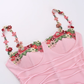 Vintage Applique Floral Spaghetti Strap Meerjungfrau Langes Sommerkleid Ballkleid Abendkleid DP6404
