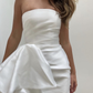 White Strapless Sheath Short Evening Party Dress, DP2752