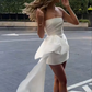 White Strapless Sheath Short Evening Party Dress, DP2752