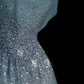 Pretty Blue Off Shoulder A-Line Tulle Long Formal Prom Dress Evening Gown, DP5356