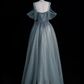 Pretty Blue Off Shoulder A-Line Tulle Long Formal Prom Dress Evening Gown, DP5356