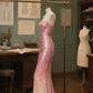 Enchanted Pink Ombre Sequin Mermaid Sweetheart Strapless Evening Gown DP7924