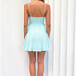 Vintage Light Blue Spaghetti Strap Ruffle Chiffon A-Line Homecoming Dress DP8501