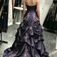 Elegant Purple Strapless Sweetheart Mermaid Ruffle Rhinestone Appliques Sweet 15 Quinceanera Ball Gown DP8795