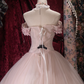 Elegant Pink Off-the-Shoulder Floral Lace Appliques Sweet 16 Quinceanera Ball Gown DP8339