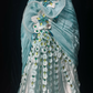 Glamorous Turquoise Strapless Mermaid Evening Gown with 3D Floral Applique Sequin Lace Train Prom Dress DP7288
