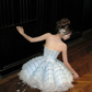 Gorgeous Shiny Light Blue Sequined A-Line Strapless Design Tiered Party Dress Homecoming Dress DP6245