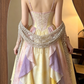 Elegant Colorful Layered Lace Beaded Spaghetti Straps Sweetheart A-Line Ruffle Prom Dress DP8552