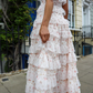 Lovely White Straps Lace Tiered A-Line Sweet Floral Party Dress DP3983