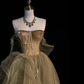Elegant Green Strapless A-Line Tulle Long Formal Evening Party Dress, DP5358
