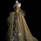 Elegant Green Strapless A-Line Tulle Long Formal Evening Party Dress, DP5358