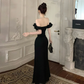 Black Off Shoulder Mermaid Long Party Dress Elegant Birthday Party Dress, DP3624