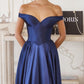 Vintage Off-the-Shoulder Satin A-Line Evening Gown DP8449