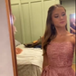Shiny Pink Strapless A-Line High-Low Party Dress Birthday Gowns, DP3745
