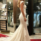 Romantic Ivory Cap Sleeve Sweetheart Mermaid Lace Appliques Long Train Wedding Dress DP8613