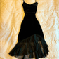 Classy Spaghetti Straps Sheath Black Velvet Long Party Dress, DP3782