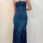 Vintage Halter Beadings Ruffles Long Prom Gown Evening Dress, DP3706