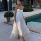 White Spaghetti Straps A-Line Fashion Summer Dress Long Party Dress, DP3207