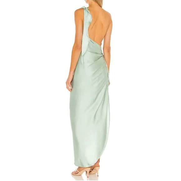 Light Blue One Shoulder Satin Long Party Dress,DP1981