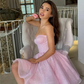 Shiny Pink Short Party Dress Sweetheart A-Line Homecoming Dress, DP2559