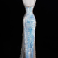 Sexy blaue Träger Meerjungfrau Quaste langes Abend Partykleid Geburtstag Outfits, DP5360