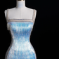 Sexy blaue Träger Meerjungfrau Quaste langes Abend Partykleid Geburtstag Outfits, DP5360