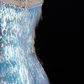 Sexy blaue Träger Meerjungfrau Quaste langes Abend Partykleid Geburtstag Outfits, DP5360
