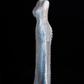 Sexy blaue Träger Meerjungfrau Quaste langes Abend Partykleid Geburtstag Outfits, DP5360