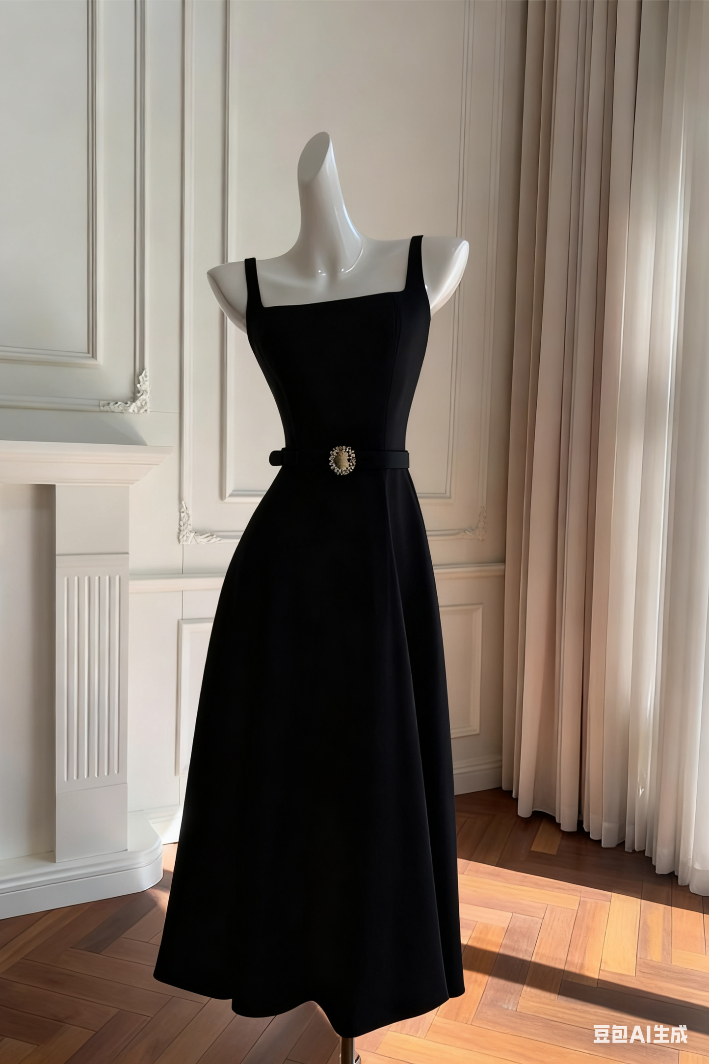 Vintage A-Line Prom Dress Sash Evening Gown Simple Party Dress Tea Length Formal Dress DP6960