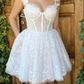 White Sweetheart Lace A-Line Charming Short Party Dress, DP2557