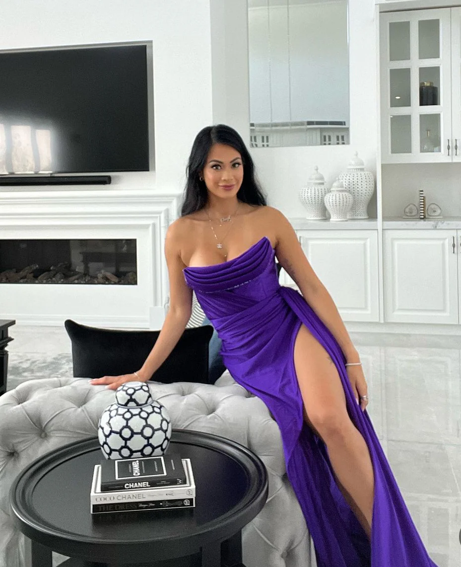 Gorgeous Purple Strapless Long Evening Dress Birthday Dress, DP2628