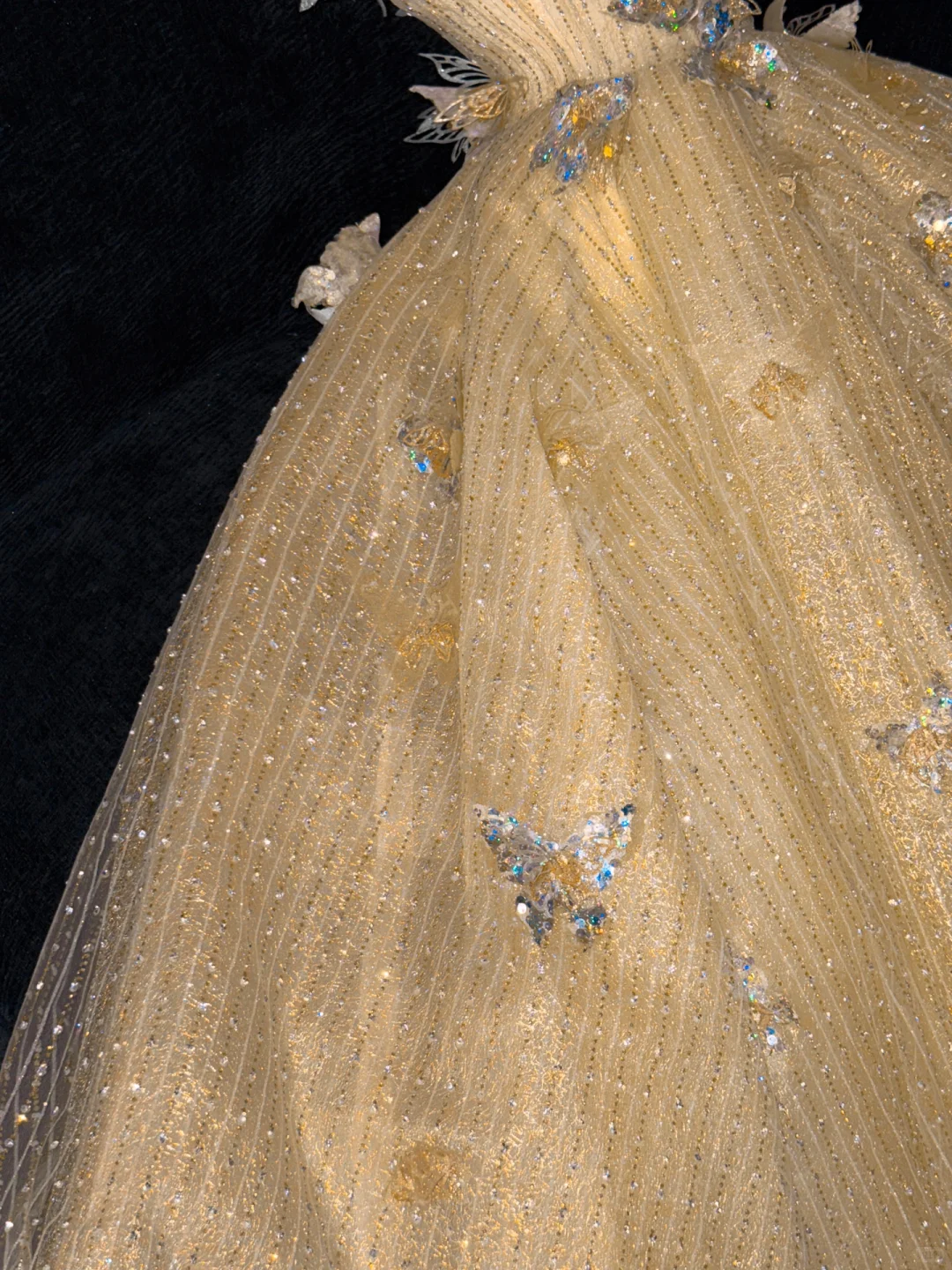 Gorgeous Shiny Yellow Sequin Beaded 3D Butterflies A-Line Floor-length Evening Dress Prom Dresses DP6200