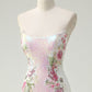 Glamorous Floral Sequin Mermaid Gown Strapless Bodice Sparkle Prom Dress DP7638