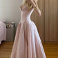 Elegant Pink Sweetheart Strapless Corset Satin Floor Length Ball Gown DP8662