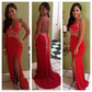 Sexy Red V Neck Backless Beading Long Party Dress with Slit,DP1926