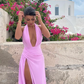 Light Lilac Halter Backless Elegant Long Party Dress, DP2179
