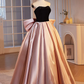 Black Velvet and Pink Satin Beautiful A-Line Strapless Party Dress Evening Gown, DP2476