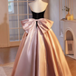 Black Velvet and Pink Satin Beautiful A-Line Strapless Party Dress Evening Gown, DP2476