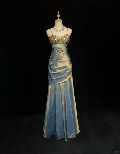 New Arrival Straps Mermaid Beading Vintage Long Evening Party Dress, DP4882