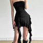 Black Sheath Strapless Mini Homecoming Dress Birthday Outfits, DP3094