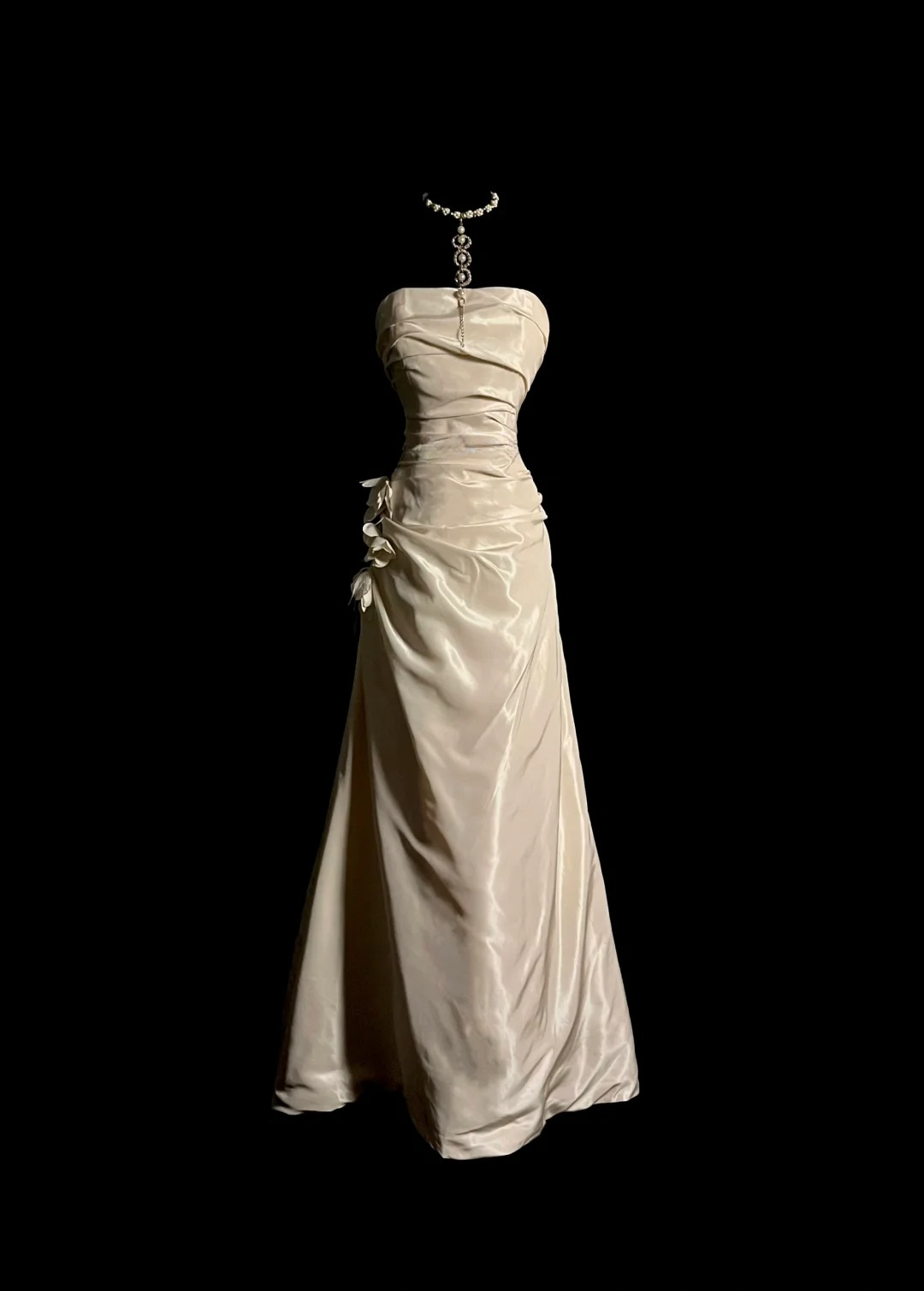 Elegant Ivory Strapsless A-Line Vintage Long Party Dress Formal Prom Dress, DP5407