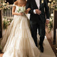 White Off Shoulder A-Line Lovely Wedding Dress, DP3164