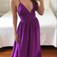 Elegant Purple Spaghetti Straps A-Line Long Party Gown Wedding Guest Dress, DP3539