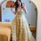 Shiny Strapless A-Line Tulle Tiered Long Prom Dress Evening Party Dress, DP3148